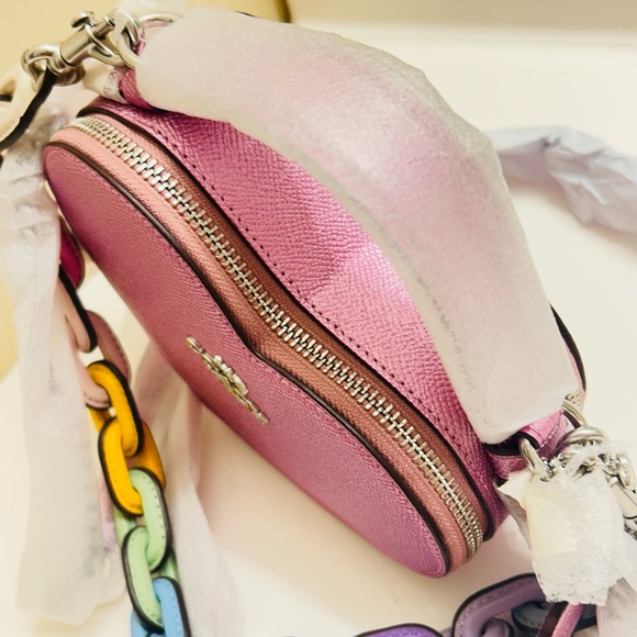 Coach Pink Metallic Heart Crossbody - Picture 4 of 10